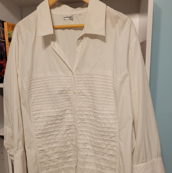 Harve Benard White Textured Button Down- Size 2x- fits 18W-20W - Picture 2 of 8